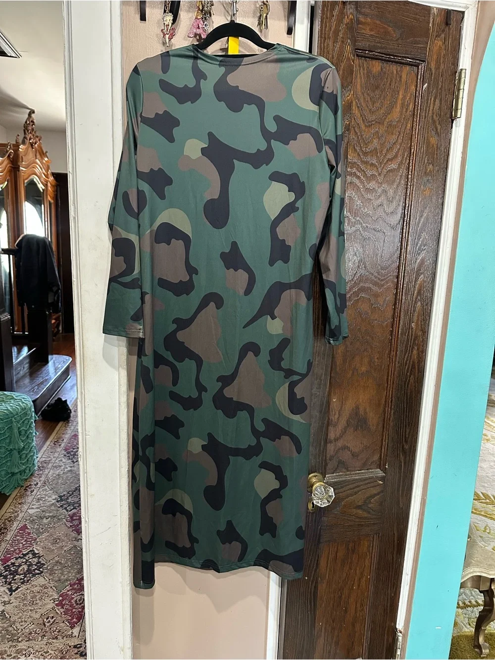 Camouflage two piece set with long sleeve cardigan and matching skinny pants